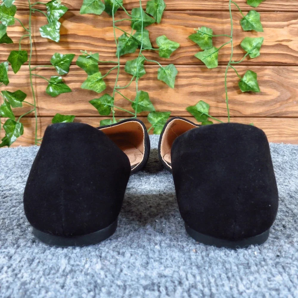 Old Navy D'Orsay Women Pointed Toe Flat 7 Career Professional Black Faux Suede